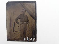 Civil War 1/6th Plate Tintype Confederate U. S. Or C. S. Army Field Photograph