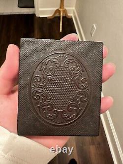 Civil War 1/6th Tintype Photo Image Double Armed Cavalry Soldier With Colt 1860