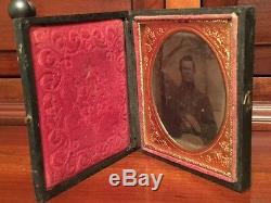 Civil War 1/6th plate Ambrotype Confederate Soldier, North Carolina Full Case