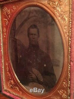 Civil War 1/6th plate Ambrotype Confederate Soldier, North Carolina Full Case