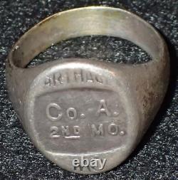 Civil War 2nd Missouri Regiment Company A Carthage MO Signet Silver Ring, RARE