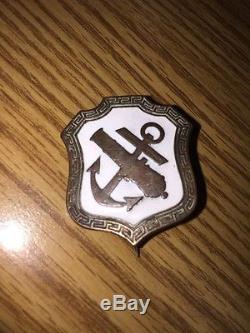 Civil War 9th Corps Cannon & Anchor Shield Badge Enameled 100% Original