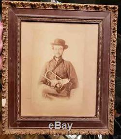 Civil War Albumen Photograph of Arkansas Union Bugler Id'd and in period frame