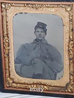 Civil War Ambrotype 1/9 Samuel Waters 71st Illinois Volunteer Company F Winter