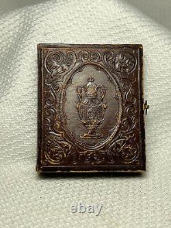 Civil War Ambrotype Portrait Confederate Rebel Solider In Leather Case