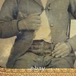 Civil War Ambrotype Portrait Confederate Rebel Solider In Leather Case