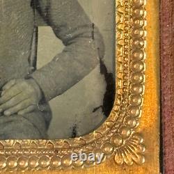 Civil War Ambrotype Portrait Confederate Rebel Solider In Leather Case
