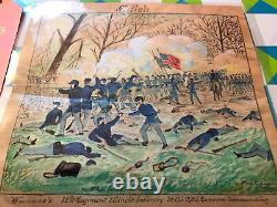 Civil War Art Wallace's 11th Regiment Illinois Shiloh Fred E Ransom Watercolor