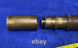 Civil War Artillerist Telescope 2 Draw With Sunshade Field Glass. 3' Expanded Lens