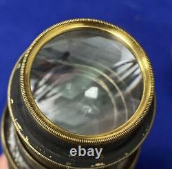 Civil War Artillerist Telescope 2 Draw With Sunshade Field Glass. 3' Expanded Lens