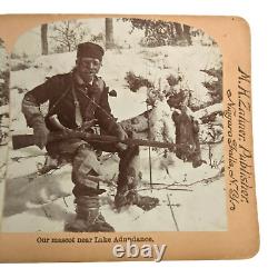 Civil War Black Wilderness Trapper Stereoview Hunting Musket Powder Horn Rare