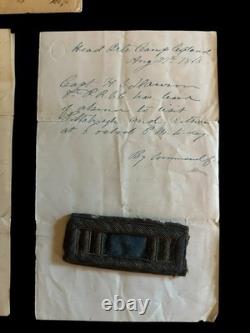 Civil War Capt Dawson 8th PA Reserves Letter Pass Strap Fredericksburg insignia