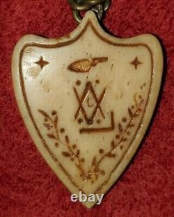 Civil War Carved Watch Fob & Chain Masonic Symbols & U. S. Flags