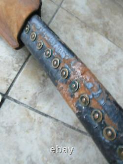 Civil War Cutlass Sword & Rare Orig Leather Scabbard, Nice Decorator, Combat Use