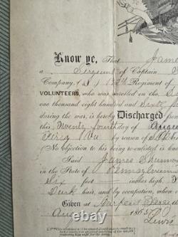 Civil War Discharge Certificate James Shannon 1863