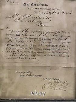 Civil War Discharge & Desertion Pardon Document, 12th Missouri Cavalry regiment