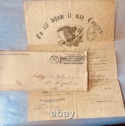 Civil War Discharge Papers With Envelope A O Wheeler Illinois Infantry