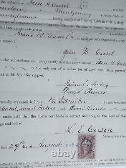 Civil War Document Lot Jesse Cassel Norristown PA Montgomery County 1863