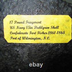 Civil War Dug Relic Large Cannon Ball Fragment from 15 in shell from CS Fort