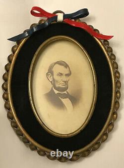 Civil War Era Abraham Lincoln CDV Photograph Antique Velvet Mourning Frame