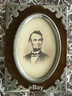 Civil War Era Abraham Lincoln CDV Photograph in Antique Velvet Mourning Frame