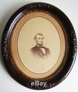 Civil War Era Abraham Lincoln Large-Format Photograph Portrait in Antique Frame