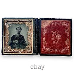 Civil War Era Ambrotype Portrait Woman in Ornate Case Gold Frame Restore Me