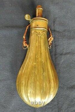 Civil War Era American Flask & Cap Co Brass Powder Flask Fully Fluted Case Nice