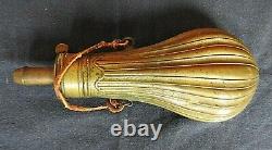 Civil War Era American Flask & Cap Co Brass Powder Flask Fully Fluted Case Nice