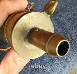 Civil War Era American Flask & Cap Co Brass Powder Flask Fully Fluted Case Nice