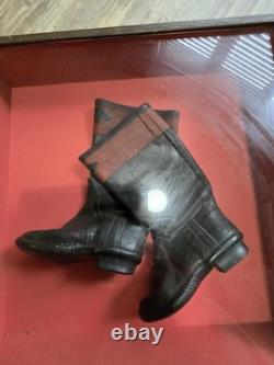 Civil War Era Antique Childs Rubber Boots In Airtight Display RARE
