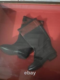 Civil War Era Antique Childs Rubber Boots In Airtight Display RARE