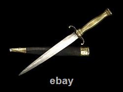 Civil War Era Dagger Dirk Knife Brass Fitted with Scabbard 19th century