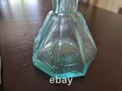 Civil War Era Gutta Percha Traveling Ink Well/ Quill Pen And Glass Desk Ink Well