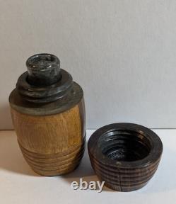 Civil War Era Soldier Pocket Barrel Shap Ink Well WithGlass Insert Spring Load 2
