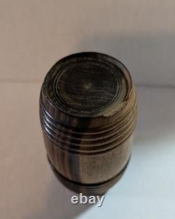 Civil War Era Soldier Pocket Barrel Shap Ink Well WithGlass Insert Spring Load 2