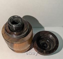 Civil War Era Soldier Pocket Barrel Shap Ink Well WithGlass Insert Spring Load 2