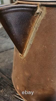 Civil War Era Soldier's Camp Tin Coffee Pot Flat Bottom with Lid Antique Rare
