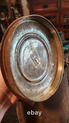 Civil War Era Soldier's Camp Tin Coffee Pot Flat Bottom with Lid Antique Rare
