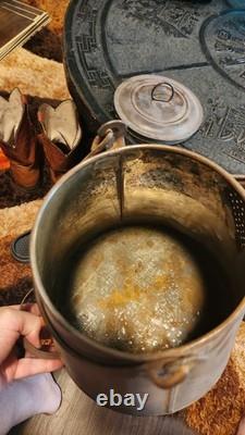 Civil War Era Soldier's Camp Tin Coffee Pot Flat Bottom with Lid Antique Rare