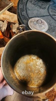 Civil War Era Soldier's Camp Tin Coffee Pot Flat Bottom with Lid Antique Rare