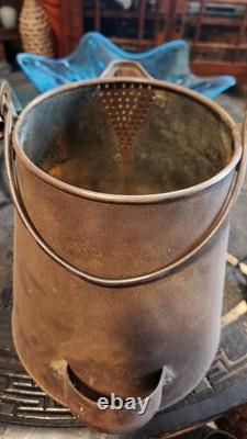Civil War Era Soldier's Camp Tin Coffee Pot Flat Bottom with Lid Antique Rare