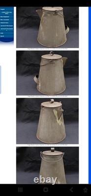Civil War Era Soldier's Camp Tin Coffee Pot Flat Bottom with Lid Antique Rare