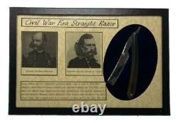 Civil War Era Straight Razor in Glass Topped Display Case and COA