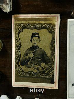 Civil War Folk Art Wood Display bullets cdv buckles buttons Kansas KS