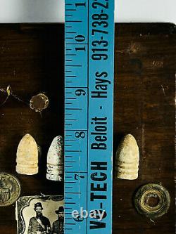 Civil War Folk Art Wood Display bullets cdv buckles buttons Kansas KS