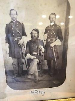Civil War Framed Albumen Of Identified Union Officers Foster Keifer & Binkley