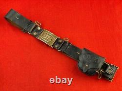 Civil War Indian Wars Leather Belt With Union Buckle, Hangers, Ammo Pouch, A+