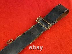 Civil War Indian Wars Leather Belt With Union Buckle, Hangers, Ammo Pouch, A+