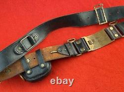 Civil War Indian Wars Leather Belt With Union Buckle, Hangers, Ammo Pouch, A+